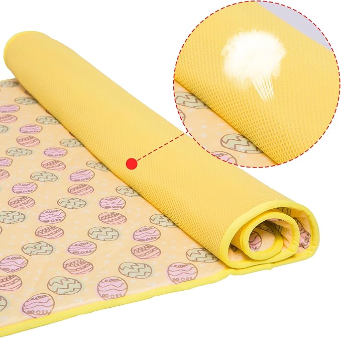 NACOCO Pet Cooling Mat Cat Dog Cushion Pad Summer Cool Down Comfortable Soft for Pets and Adults (L, Yellow)