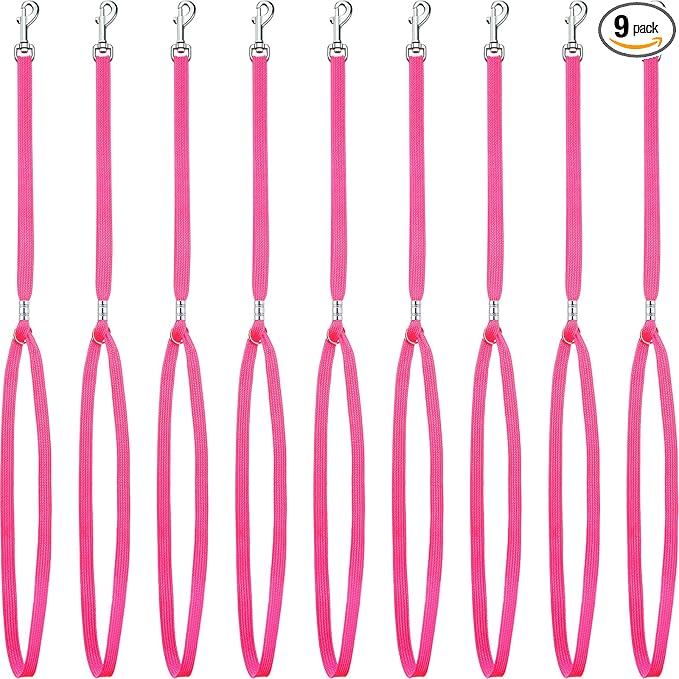 9 Pieces Pet Grooming Loops Nylon Restraint Noose Adjustable Fixed Dog Cat Safety Rope for Pet Grooming Table Bathtub (Pink)