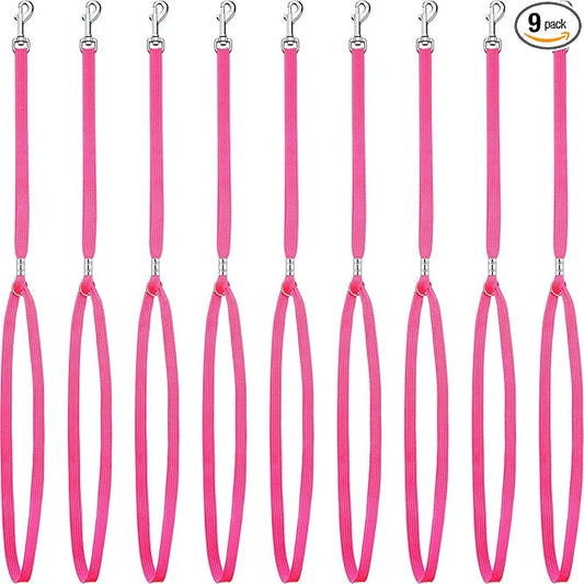 9 Pieces Pet Grooming Loops Nylon Restraint Noose Adjustable Fixed Dog Cat Safety Rope for Pet Grooming Table Bathtub (Pink)