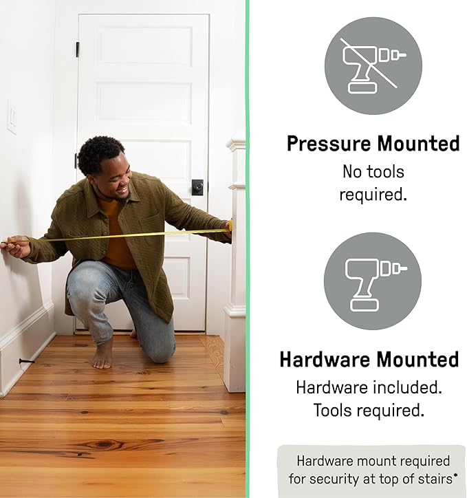 Ingenuity Decorative Panel Tall Baby Gate & Dog Gate, 28"-42" Wide, 30" Tall, Hardware or Pressure Mounted, Install on Top or Bottom of Stairs, Banister, or Doorway - Espresso