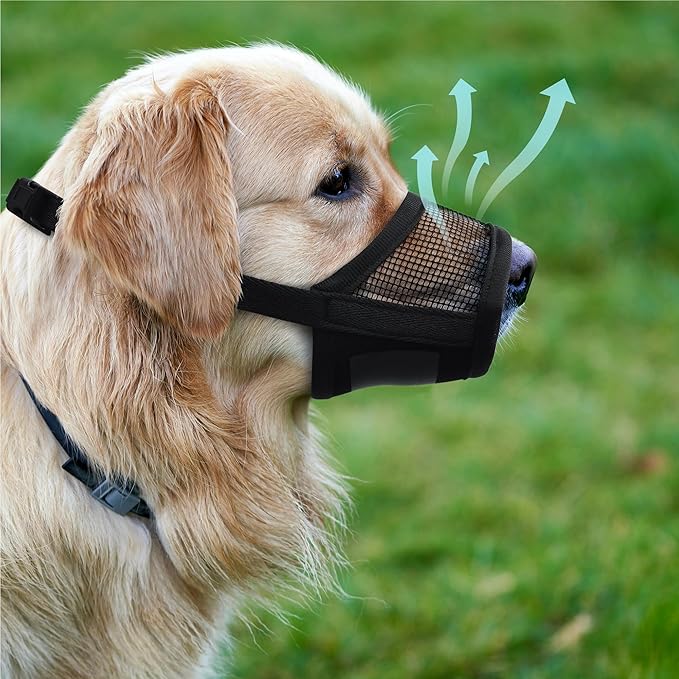 Evollax Dog Muzzle Medium Sized Dogs - Soft Muzzle for Medium Sized Dog with Air Mesh | Adjustable Mussle to Stop Biting Barking and Chewing | Allows Panting and Drinking