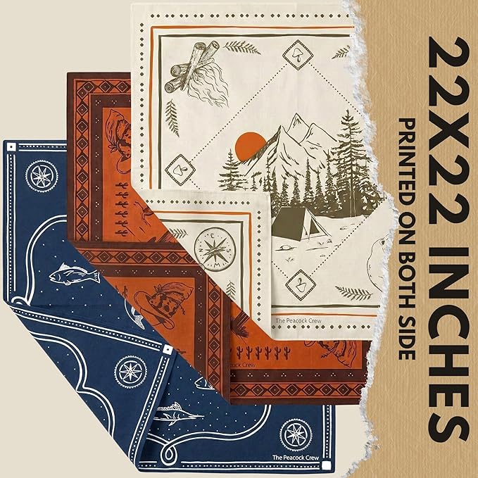 The Peacock Crew Premium Soft Cotton Bandanas Pack for Men and Women Paisley 22 x 22 inches