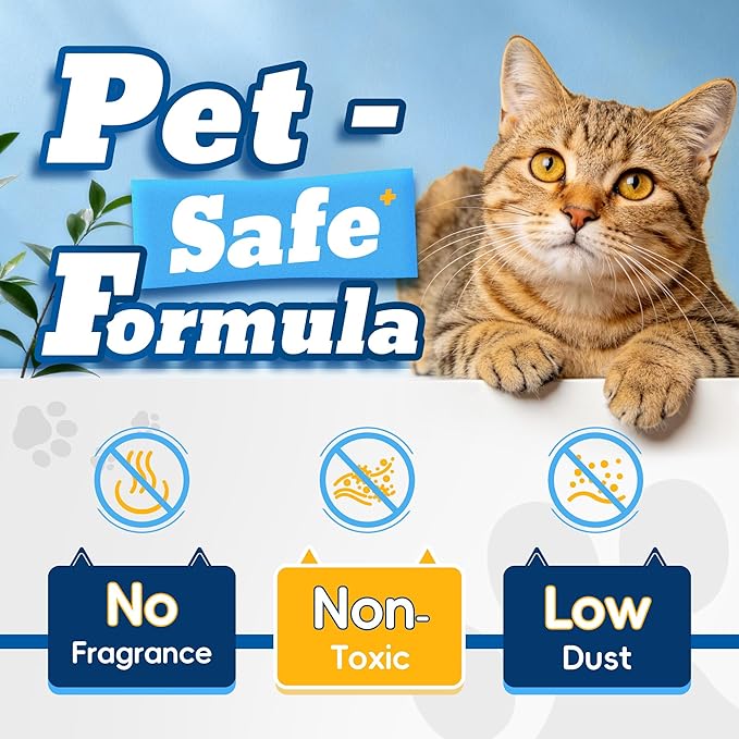 LMJP Crystal Cat Litter with Powerful Odor Control, Non-Clumping, Lasts Up to 2 Months, 8.6lb, Rapid Water Absorption, Unscented & Low Tracking Lightweight White Silica, 2 Pack of 4.3lb