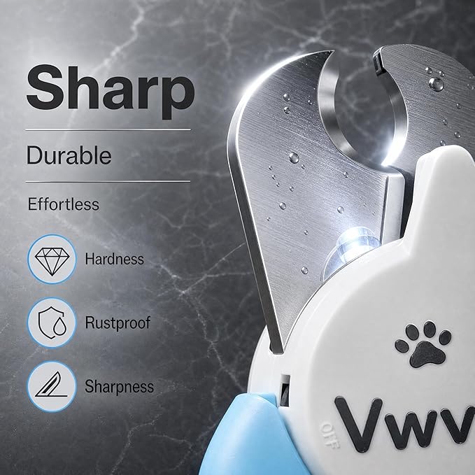 Dog Nail Clippers with Light, Professional Toenail Clippers for Thick Toenails, LED Illuminated Pet Nail Trimmer to See Bloodline, Safety Guard & Blade Lock, for Dogs & Cats