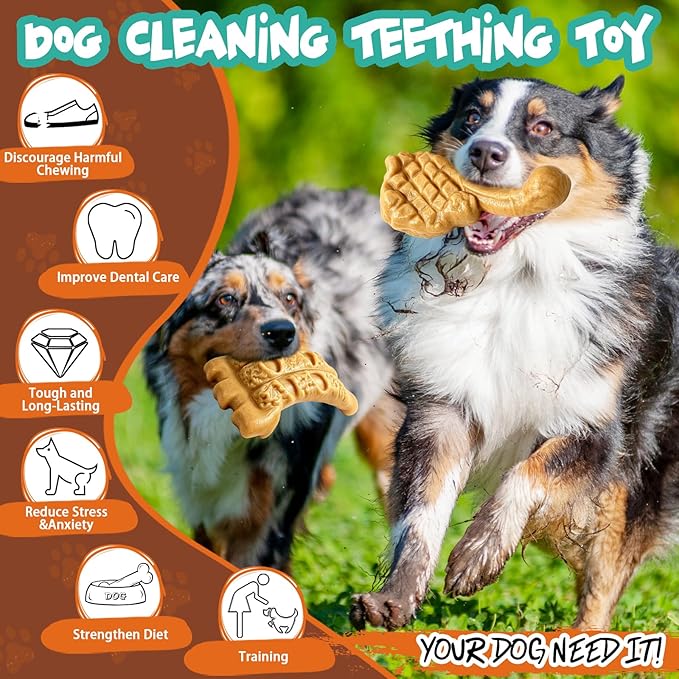Fuufome Dog Chew Toys for Aggressive Chewers：2 Pack Indestructible Dog Toy for Large Breed- Tough Nylon Teething Toy to Keep Them Busy