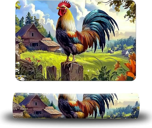 Dog Food Mat, 15.7" x 23.6" Absorbent Pet Feeding Mat for Food and Water, Waterproof Diatom Mud Pet Placemat with Non-Slip Rubber Backing, Easy Clean Cat Bowl Mat for Floors - Village Rooster