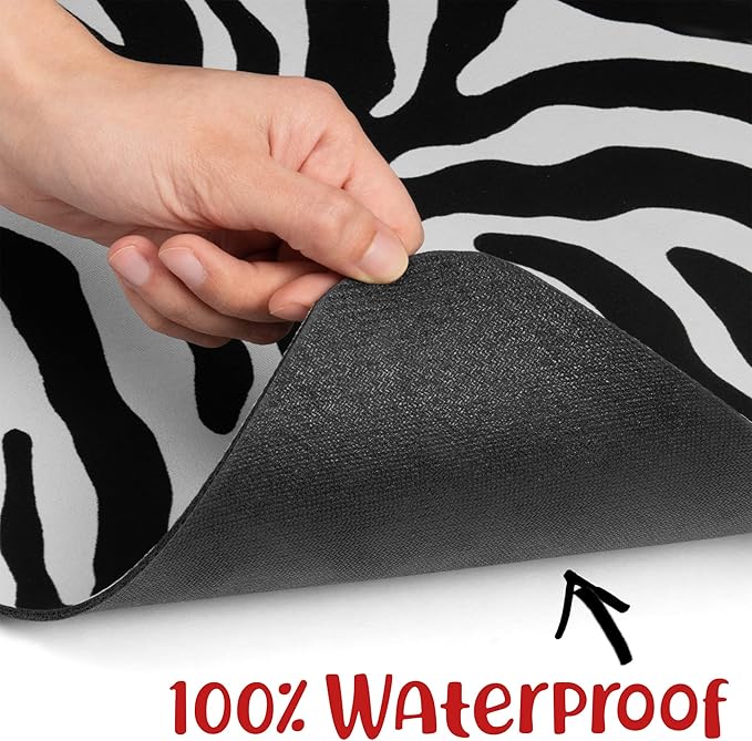 DogBuddy Dog Food Mat - Waterproof Dog Mat for Food and Water, Ultra Absorbent Bowl Placemat for Dogs, Nonslip Pet Feeding Mats, Machine Washable Dogs Mats for Floors (Small, Zebra)