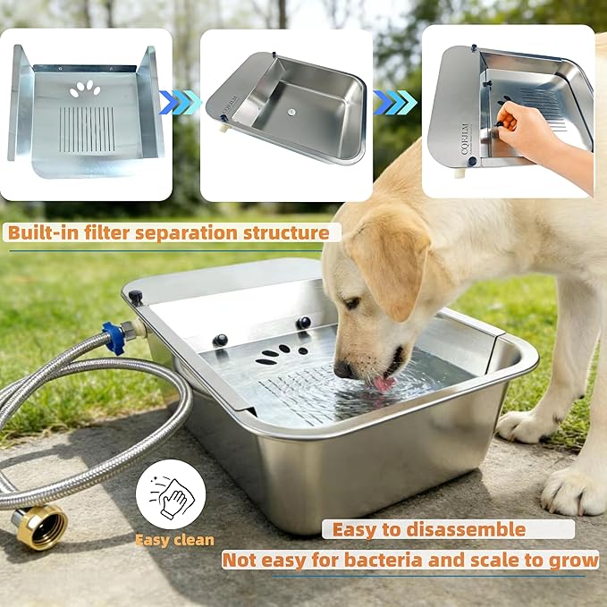 3 Gallon Automatic Water Dispenser for Dogs Stainless Steel Outdoor Drinking Bowl Self-Filling Water Bowl for Large Dogs – Slow-Drink,Splash-Proof Design,Suitable for Cats,Dog(11L-A)