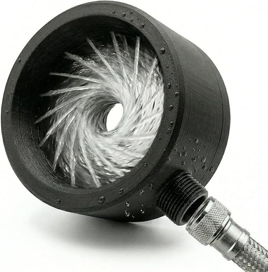 "Lil' Bro" 360 Handheld Detailer - The Ultimate Undercarriage Power Washer for Men & Pets - 360° Inward Vortex Hygiene Wand - Fits Standard Shower Hoses (Black, Large)