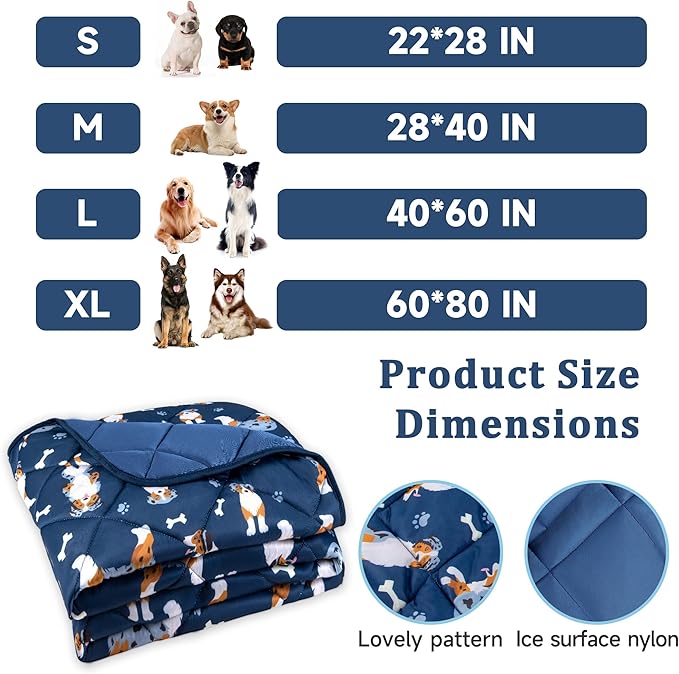 Dog Cooling Mat, Premium Lightweight Pet Cooling Blanket Bed Cover for Dogs, Cat, Puppies | Ice Silk Cooling Pad for Dogs Furniture Protector | Machine Washable Pet Blanket, 28''x40''