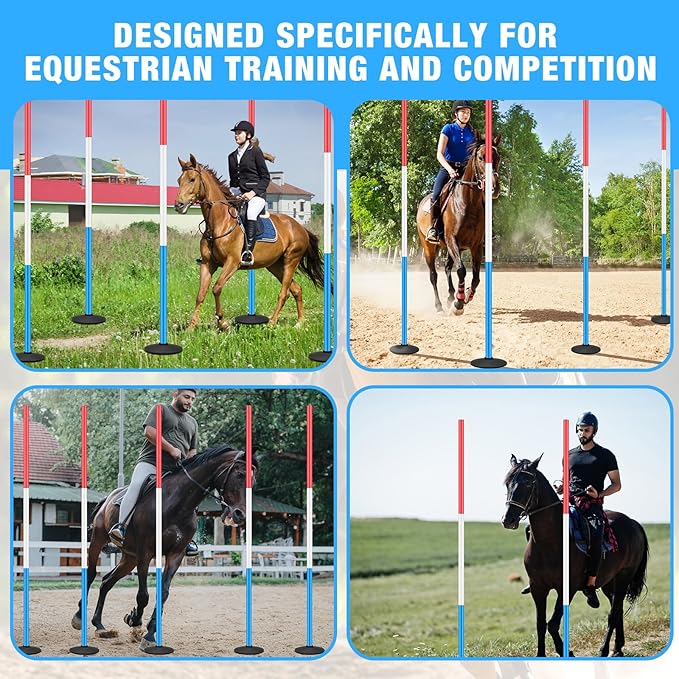 6 Pcs 6ft Pole Bending Poles for Horses, Heavy Duty Agility Poles Adjustable Height Equestrian Sports Training Equipment for Horses, Soccer, Football, Dog
