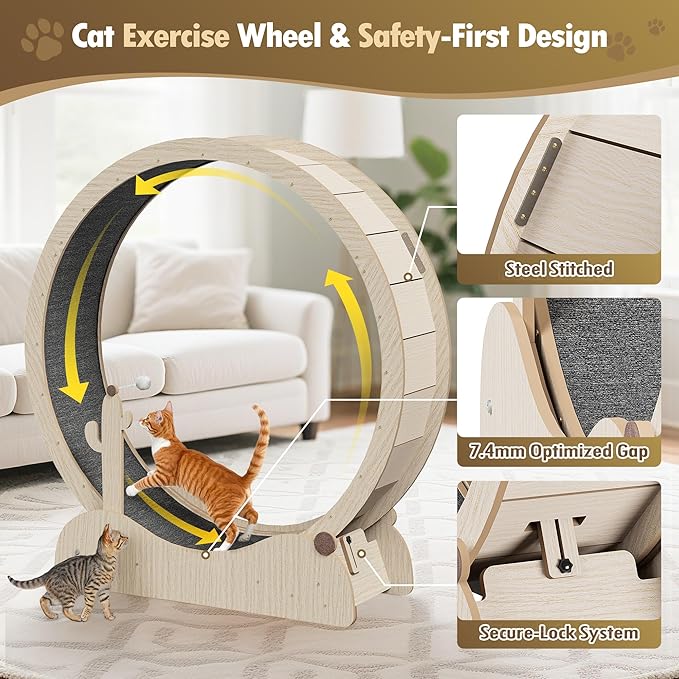 ZENY Cat Exercise Wheel, 47inch Cat Treadmill for Indoor Cats, Cats Running Wheel with Updated Enhanced Base and Carpeted Runway for Cat's Fitness
