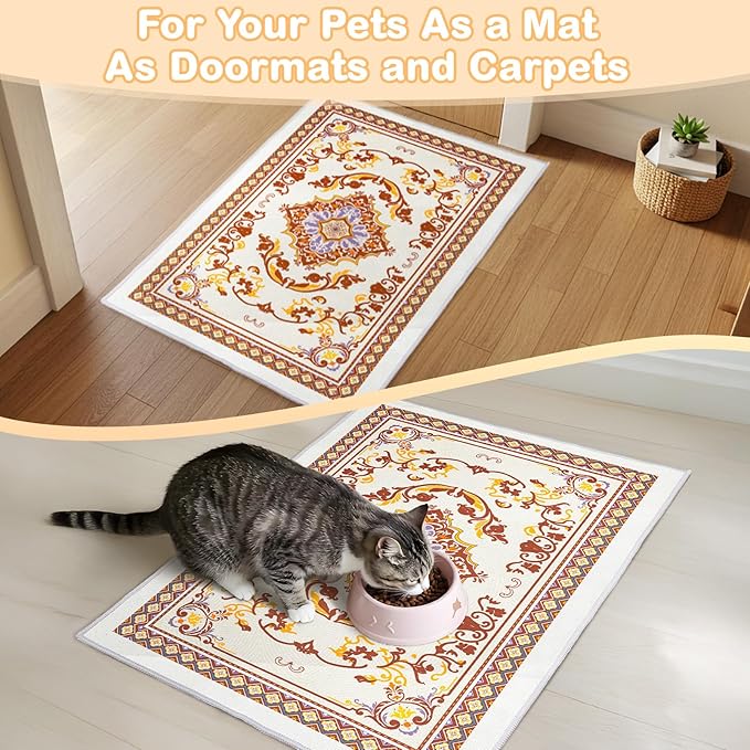 Washable Cat Litter Mat 33"x22" with Non-Slip Bottom Waterproof Litter Box Mat Easy to Clean Litter Trapping Mat for Kitty