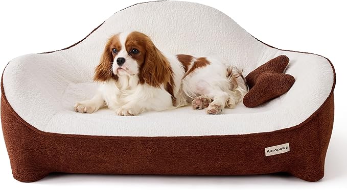 Orthopedic Dog Bed for Medium Small Dogs up to 120lbs, Extra Thick One-Piece Memory Foam Dog Bed, Never Sag Pet Sofa Couch with 3 Removable Washable Covers (Plush, Cooling, Leather) & Toy