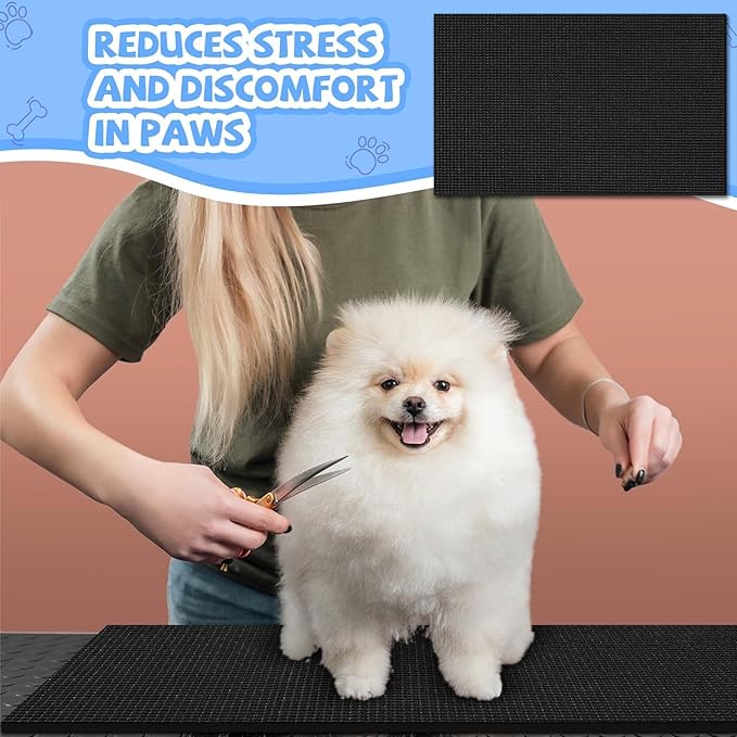 Nuanchu Extra Thick Grooming Table Mat Pad 36 x 24 x 0.24 Inches, Non-Slip PVC and Foam Pet Bathing Table Padded Mat for Grooming Pet Dogs Cat at Home(Black)