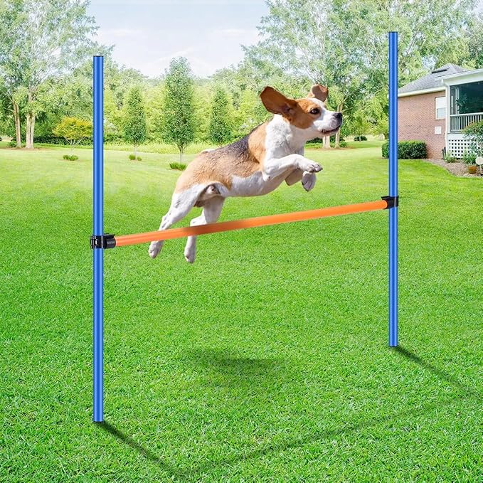 PAWISE Dog Agility Training Equipment,Pet Training Hurdles & Weave Poles Set with Adjustable Jump Bar,Outdoor Dog Obstacle Course for Backyard Exercise, Portable Dog Agility Kit for Shepherd Malinois