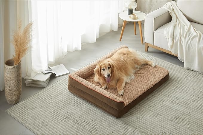BFPETHOME Orthopedic Dog Beds for Large Dogs-Waterproof Sofa Dog Bed with Removable Washable Cover, Big Pet Bed with Waterproof Lining and Nonskid Bottom,Pet Bed for Large Dogs