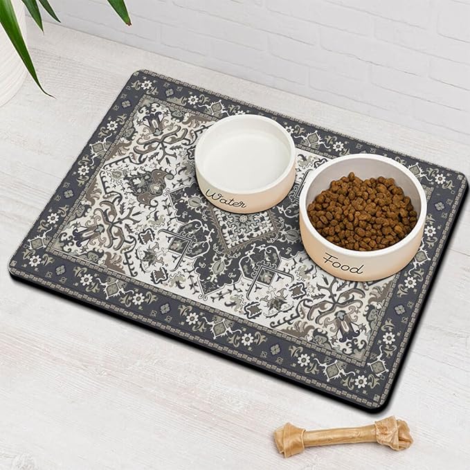 Pet Feeding Mat for Floors Waterproof Dog Mat for Food and Water Absorbent Quick Dry Non Slip mat for Cat Bowls