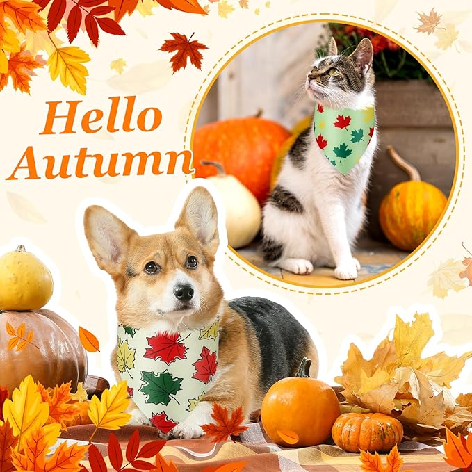 Abbylike 200 Pcs Maple Leaves Dog Bandana Bulk Forest Style Bandana for Dogs Triangle Kerchief Bib Scarf for Pets Party Costume Photo Props Accessories Pet Shops Adoption Event, 25 Styles