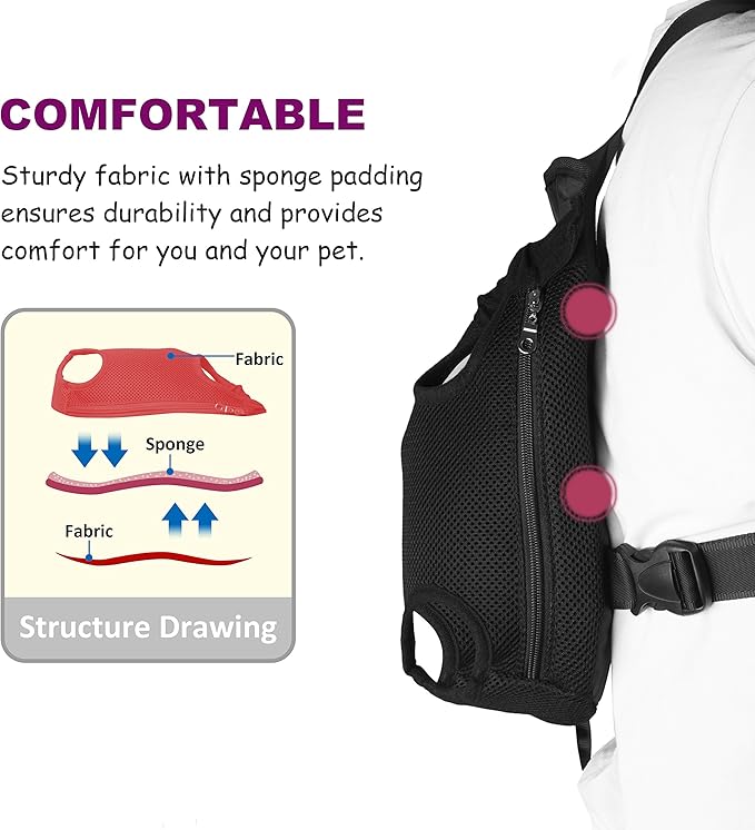 GEEPET Legs Out Front-Facing Dog Carrier Hands-Free Adjustable Pet Backpack Carrier for Walking Hiking Bike and Motorcycle (Medium)