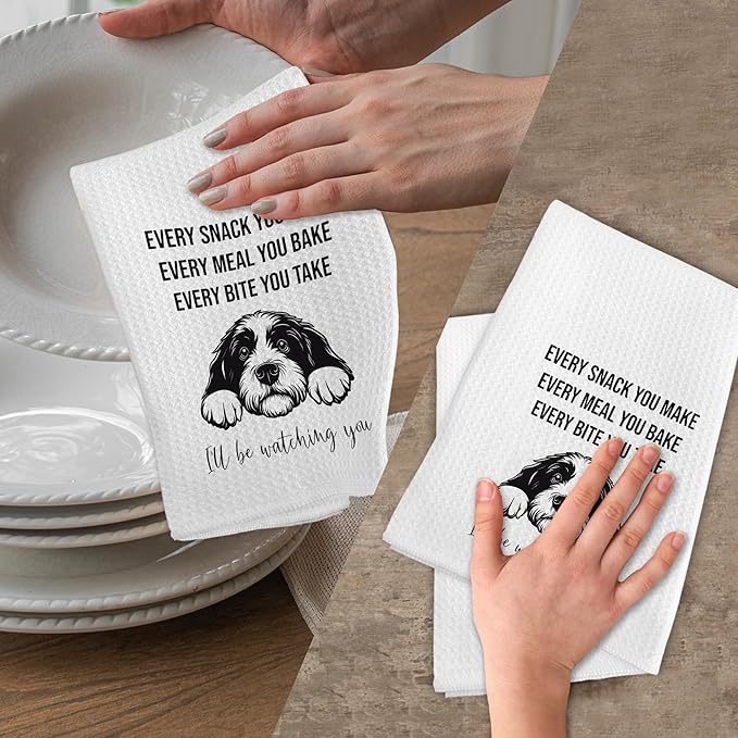 Funny Bernedoodle Gifts Dog Kitchen Towels, Bernedoodle Gifts for Dog Lovers Owners, Every Snack You Make Hand Towels, I'll Be Watching You Hand Dish Tea Towel for Kitchen Bathroom, 16x24