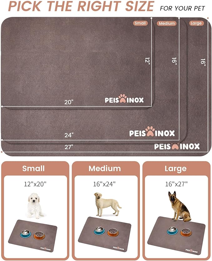 PEISAINOX Cat Dog Food Mat, Rapid Water Absorption Dog Mat for Food and Water,100% Waterproof Cat Dog Bowl Mat, Pet Food Mat for Messy Drinkers to Protect Floors, Pet Accessories Supplies