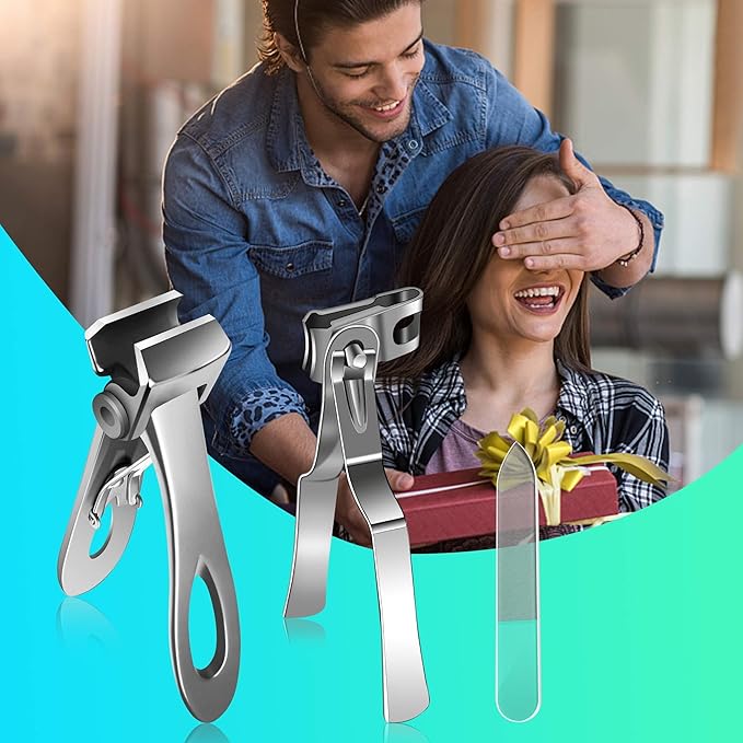 Werlla Nail Clippers for Men Thick Nails, 17mm Straight Wide Opening Extra Large Toe Nail Clippers for Adult & Easy Grip 360 Degree Rotary Toenail Clippers for Elderly Cutting Ingrown Toenails