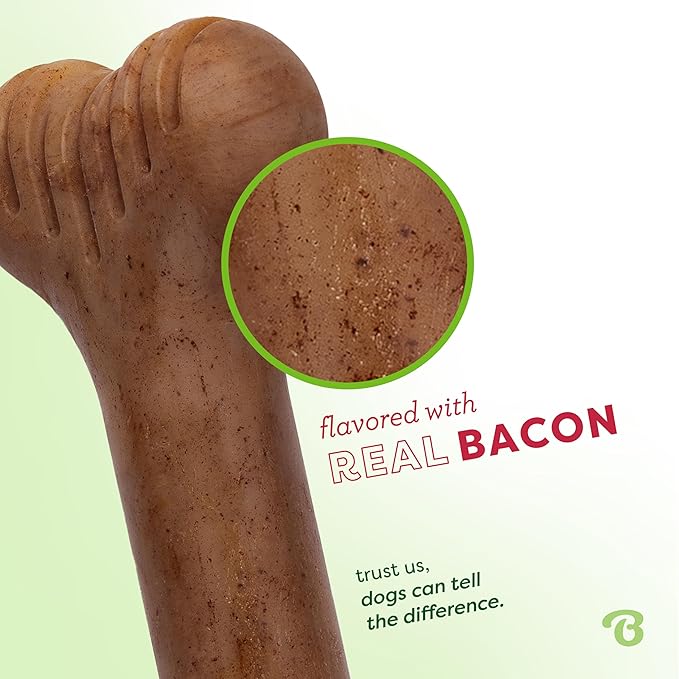 Benebone Bone Durable Dog Chew Toy for Aggressive Chewers, Real Bacon, Made in USA, Medium