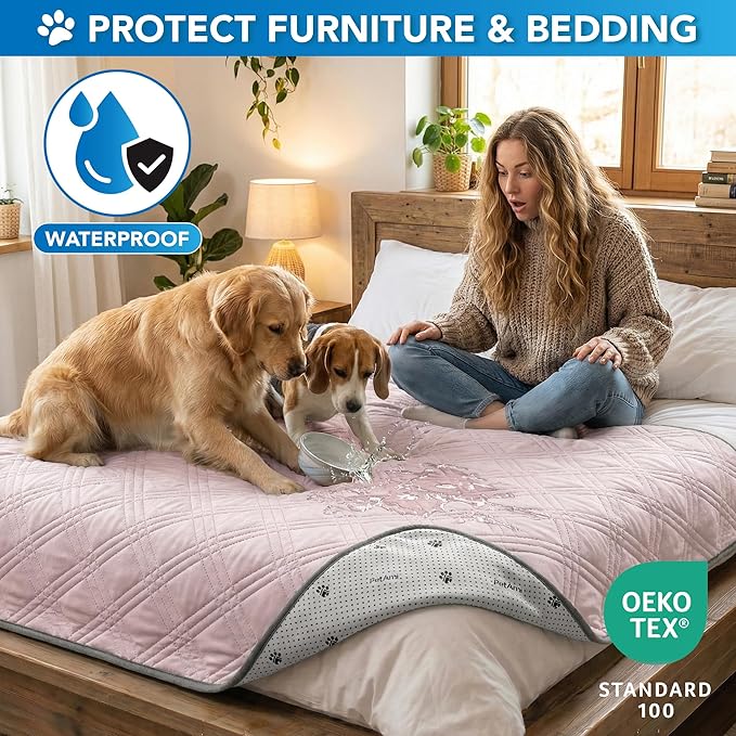 PetAmi Dog Cooling Mat, Waterproof Self Cooling Dog Pad with Non-Slip Backing, Q-Max >4.0 Pet Cooling Mat for Crate, Couch, Kennel & Car, Indoor Outdoor Summer Use, Pink, 40x60