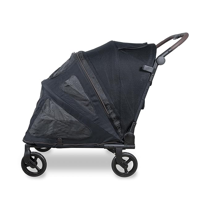 WonderFold PF Luxury FlatFold Pet Stroller Designed for Comfortable Elevated Everyday Walks - Black, Large (Up to 99 lbs)
