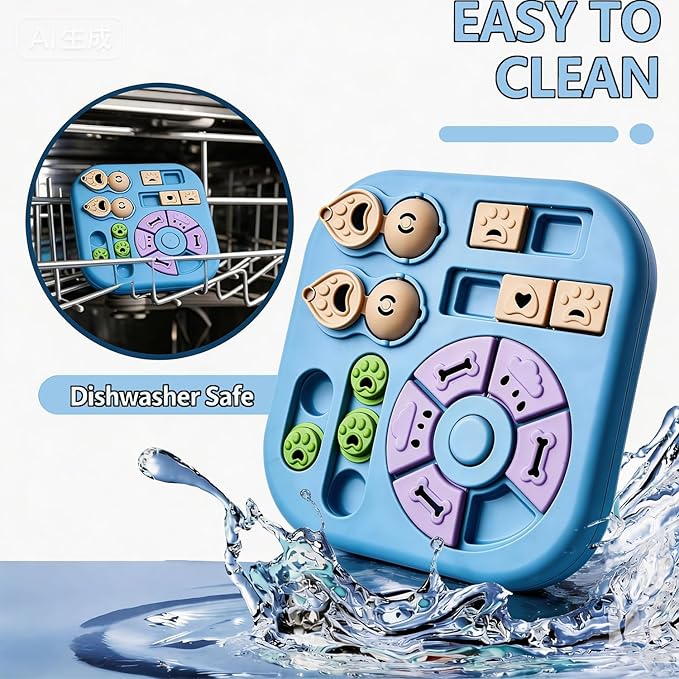 Tee Shirt Galaxy Interactive Dog Treat Puzzle Toys Durable, Dog Puzzle Toy IQ Training Slow Feeder for Large Medium Small Dogs, Squeak Enrichment & Mental Stimulation,Light Blue