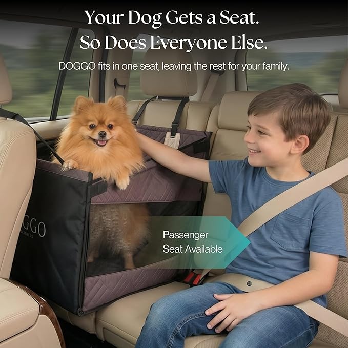 Dog Car Seat Cover with Hard Bottom – Back Seat Extender for Dogs Up to 35 lbs, Waterproof Non-Slip Hammock, Rigid Reinforced Base with Triple Security System, Storage Pockets, fits Cars SUVs Trucks