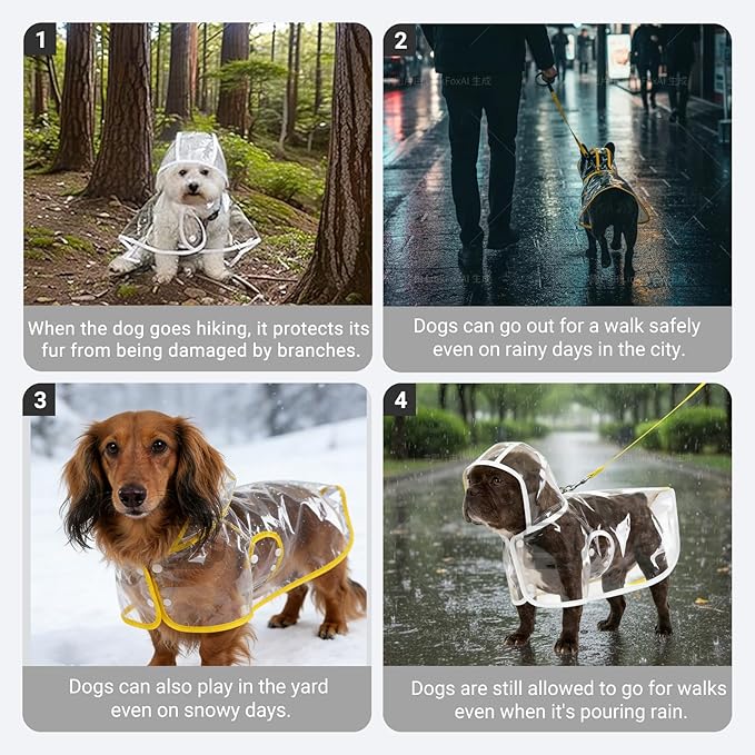 Clear Dog Poncho, Transparent PVC Cape Style Pet Rain Jacket with Hidden Leash Hole, Suitable for Most Dog Breeds(2-25lbs) (Transparent, s-3xl) (Blue, XXX-Large)