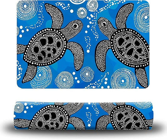 Dog Food Mat, 19.6" x 23.6" Absorbent Pet Feeding Mat for Food and Water, Waterproof Diatom Mud Pet Placemat with Non-Slip Rubber Backing, Easy Clean Cat Bowl Mat for Floors - Black Turtle
