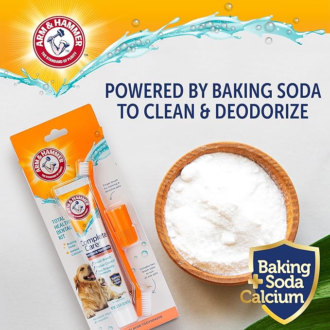Arm & Hammer Complete Care Dog Dental Kit Enzymatic Toothpaste 2.5 OZ Chicken Flavor Toothbrush Finger Brush Tartar Baking Soda Formula
