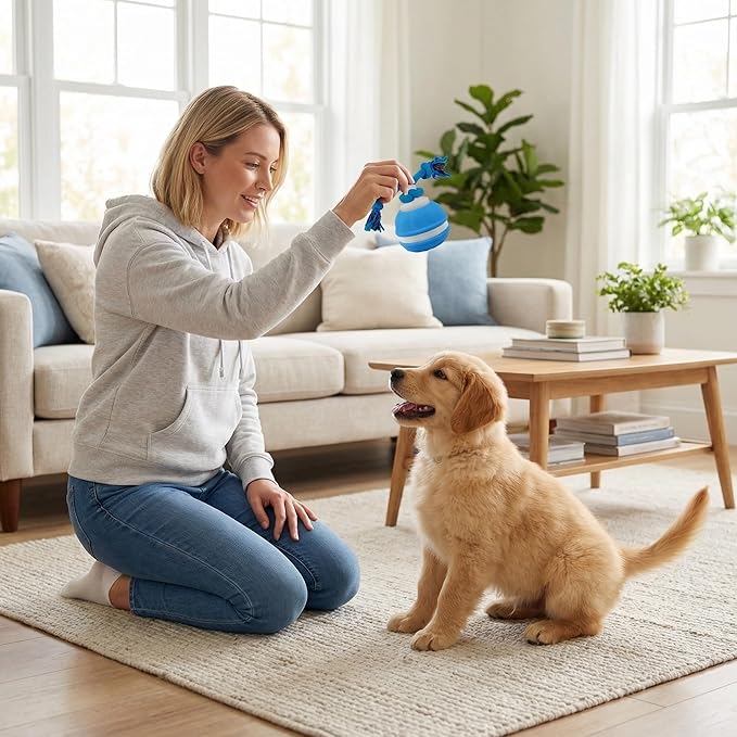 Winb Interactive LED Dog Ball （4 inch）- USB Rechargeable Motion-Activated Rolling Toy for Small to Large Dogs, Dogs Ball Play and Wicked Fun, Squeaky Sound & Stimulation, Blue
