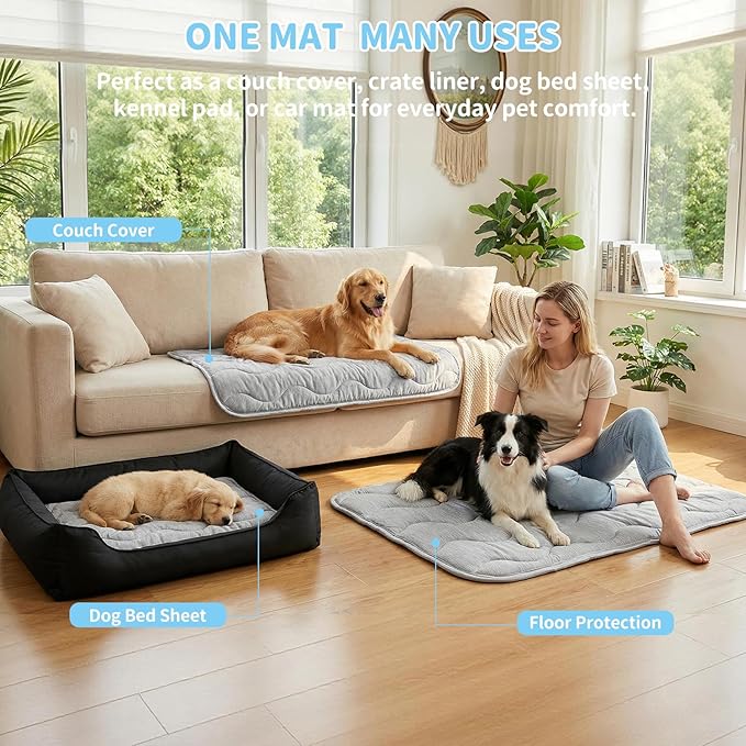 Dog Cooling Mat Q-Max>0.4 Self Cool Pad for Dogs and Cats with Anti-Slip Bottom, Washable Portable Pet Sleeping Pad for Summer，Larger Size 39.4" *27.6"