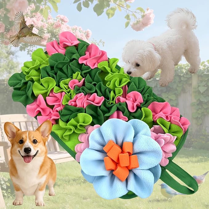 Snuffle Mat for Dogs, Snuffle Mat for Cats Rabbit Foraging Mat Interactive Feed Game Puzzle Toy for Rabbit Bunny Guinea Pigs Chinchillas Ferrets Feeding Mat Bedding Cage Accessories Green