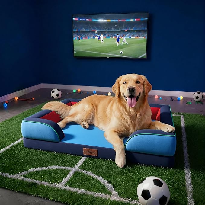 Comfort Expression Orthopedic Dog Bed for Large Dogs 36x27 Inch, Waterproof Egg Crate Foam Large Pet Bed with Bolsters, Dog Couch with Washable Cover & Non-Slip Bottom, Philadelphia