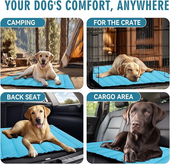 Outdoor Dog Bed Waterproof, Travel Dog Bed Large Size with Carry Bag, Machine Washable, Camping, Durable, Foldable Outdoor Dogs Mat for Small, Medium and Large Dogs
