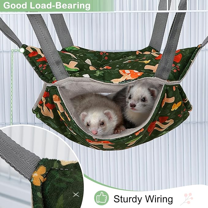 Glittme Ferret Hammock 4 Pack Ferret Cage Accessories Washable Rat Hammock Soft Guinea Pig Hammock for Ferrets, Rat, Sugar Glider, Squirrel