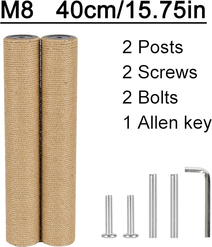 6.8cm 2.7in Diameter Cat Tree Scratching Post Replacement Jute (40cm/15.75in, M8)