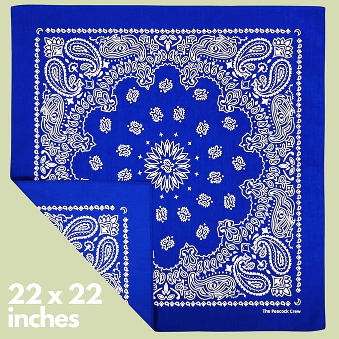The Peacock Crew Premium Soft Cotton Bandanas Pack for Men and Women Paisley 22 x 22 inches