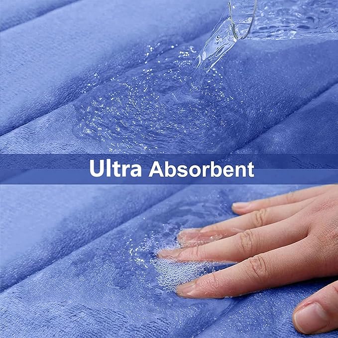 Buganda Memory Foam Bath Mat, 60" x 24", Ultra Soft and Non-Slip Bathroom Rugs, Water Absorbent and Machine Washable Bath Rug Runner for Bathroom, Shower, and Tub, Cornflower Blue
