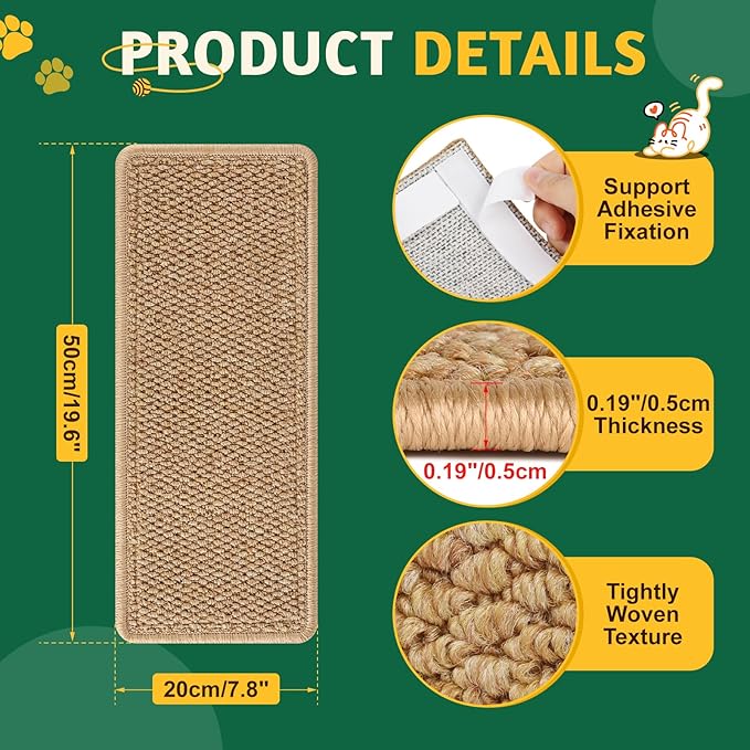ENONCI Door Protector from Cat Scratching 19.6" x 7.8" Cat Wall Corner Scratcher, Anti Scratch Door Frame Furniture Protector for Indoor Cats
