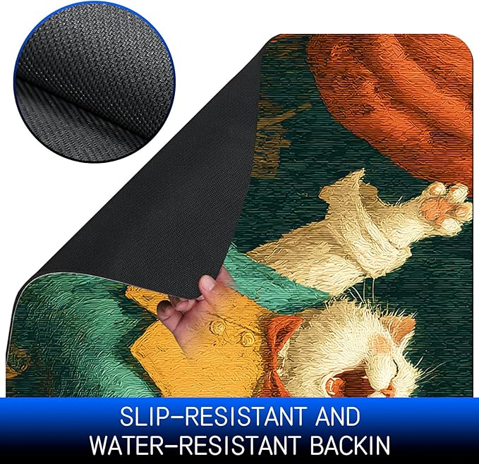 Dog Food Mat, 15.7" x 23.6" Absorbent Pet Feeding Mat for Food and Water, Waterproof Diatom Mud Pet Placemat with Non-Slip Rubber Backing, Easy Clean Cat Bowl Mat for Floors - Cat Blue Clothes