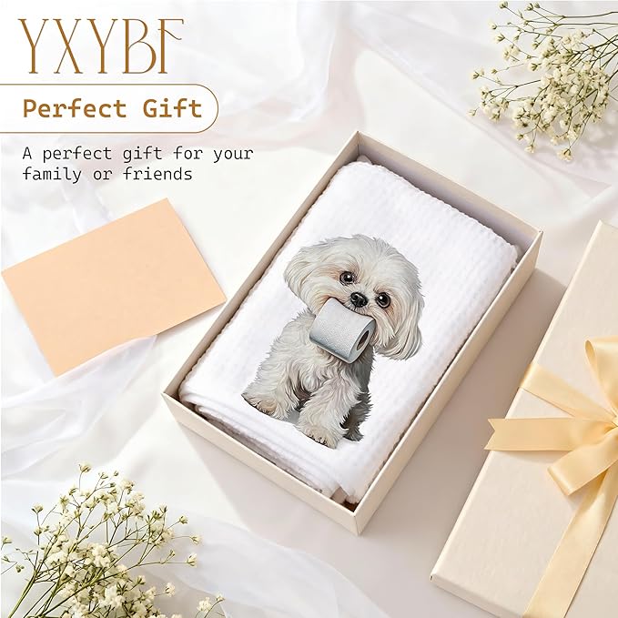 Funny Maltese Hand Towels for Bathroom Washroom Decor 16x24 Inches, Maltese Gifts for Women Men, Dog Lovers Mom Dad Gifts Bathroom Hand Towels Decorative
