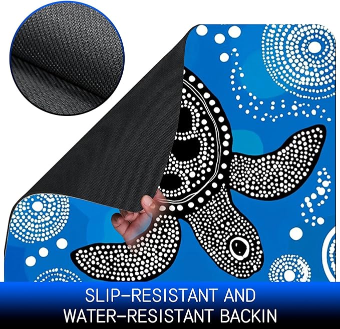 Dog Food Mat, 19.6" x 23.6" Absorbent Pet Feeding Mat for Food and Water, Waterproof Diatom Mud Pet Placemat with Non-Slip Rubber Backing, Easy Clean Cat Bowl Mat for Floors - Black Turtle