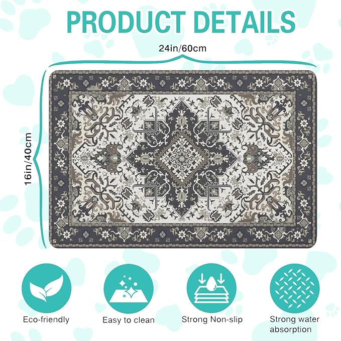 Pet Feeding Mat for Floors Waterproof Dog Mat for Food and Water Absorbent Quick Dry Non Slip mat for Cat Bowls