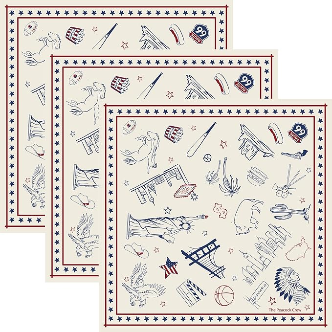 The Peacock Crew Premium Soft Cotton Bandanas Pack for Men and Women Paisley 22 x 22 inches